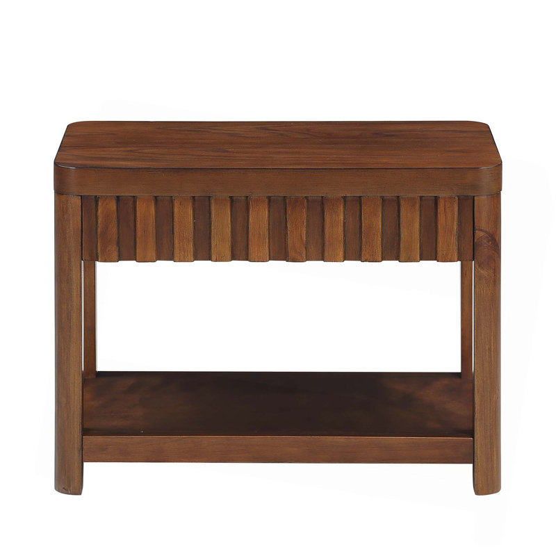Table de bout rectangulaire de style campagnard avec tablette de rangement, pieds en bois massif pour le salon, la chambre à coucher et le bureau