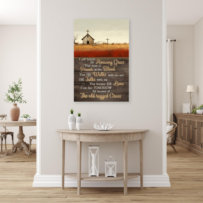 The Old Rugged Cross - 1 pièce, reproduction d'art graphique sur toile tendue, H 14 po x l 11 po x P 1,25 po