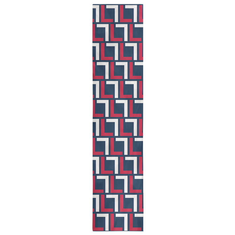 Chemin de table Carolina, 90 po x 16 po, Coton, Bleu nautique / rouge / blanc