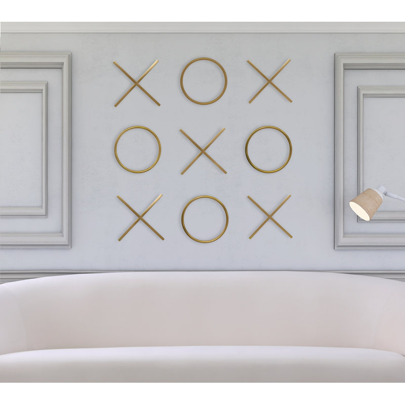 Modern Abstract Wall Decor on Metal, 45.25" H x 45.25" W x 0.75" D, Gold