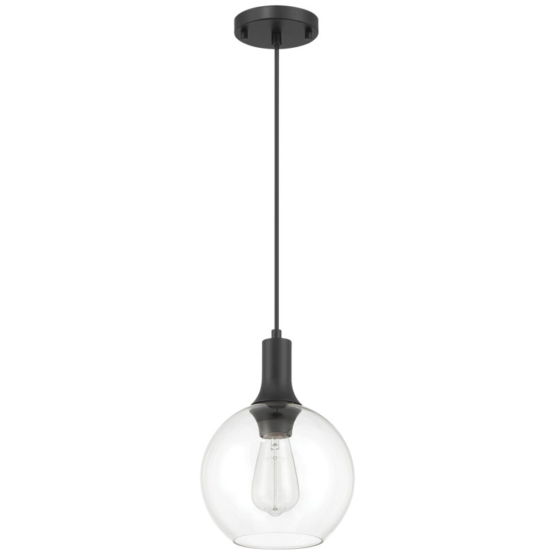 Chantelle 1 Light Pendant - Matte Black Finish, Matte Black