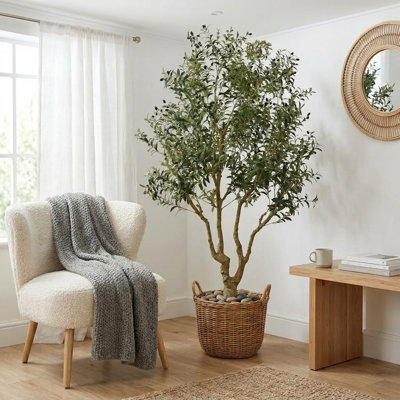 8ft Fake Olive Tree in Pot, Tall Faux Olive Trees for Home Decor