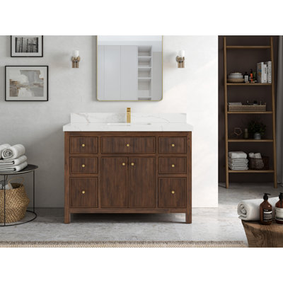 Teck de 48 po Sonoma X P 22 po De meuble-lavabo simple en noyer foncé