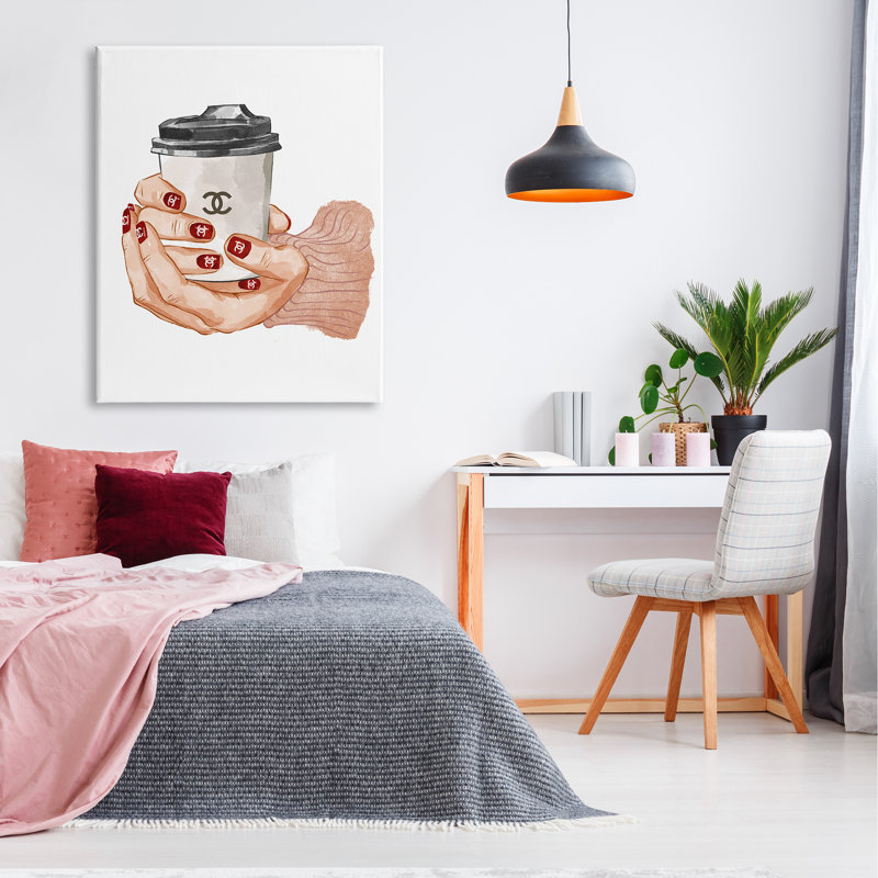 Mains tenant une tasse de café, Plaque murale, L 36 po x H 36 po