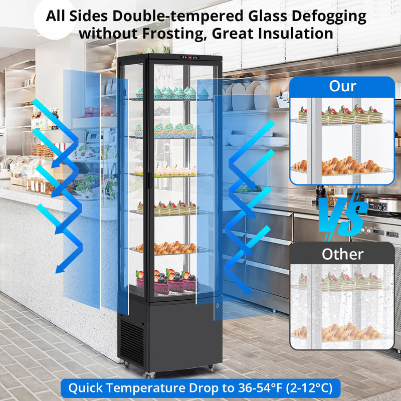 Commercial Display Refrigerator - ETL Certified, 10.52 Cu.Ft. Upright Beverage Cooler With Led Light, Auto Defrost & Air-Cooling