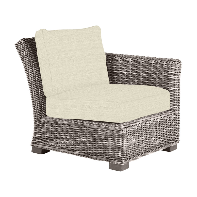 Rustic Patio Lounge Chair with Cushions, No Welt, Oyster, Natural White