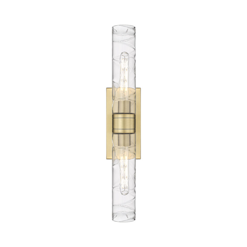 Luminaire de meuble-lavabo mural 2 lumières 11 po Amalle, Tourbillon déco, Laiton brossé, 3" H x 24" W x 3.88" D