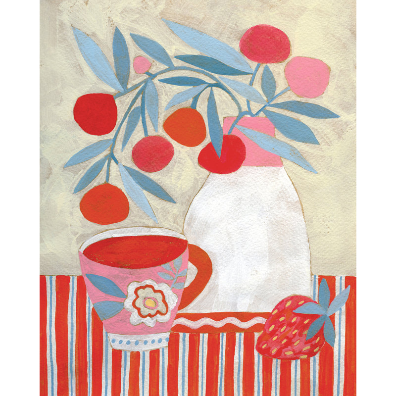 Thé et fraises, H 21,75 po x l 17,75 po