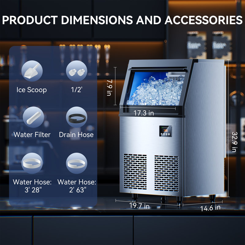 CIM Coolski 100 Lb. Daily Production Cube Clear Ice Under Counter Ice Maker