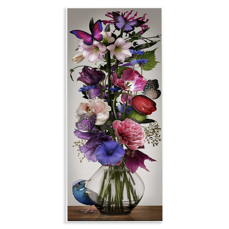 «Bird Peeking at Bouquet», art mural sur bois par Reinders