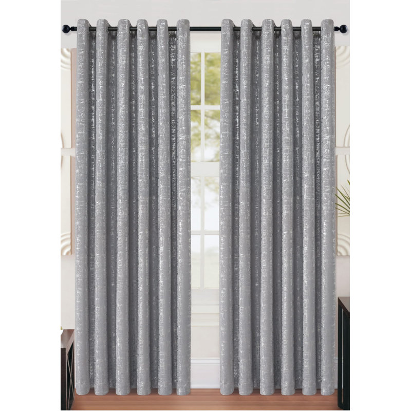 Chehabi Blackout Curtain Pair, Silver, Width 229 x Drop 183 cm