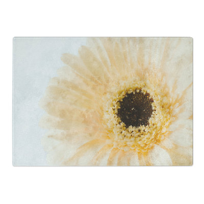 Tempered Glass Pale Yellow Gerbera Chopping Board
