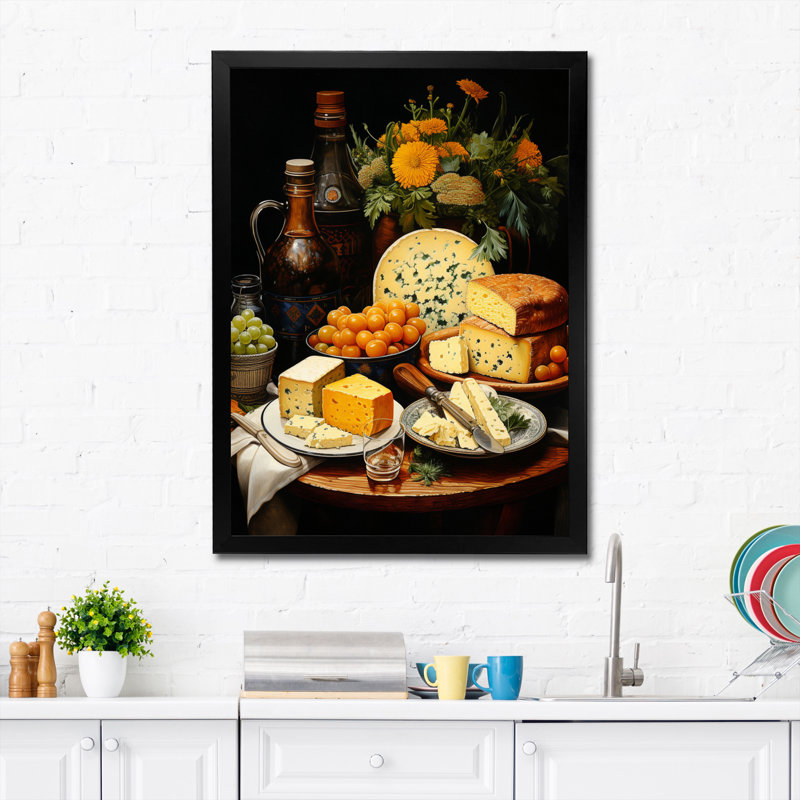 Daijuan Food Cheese Pointillism Dot II, Cadre photo noir, H 44 po x l 34 po x P 1,5 po