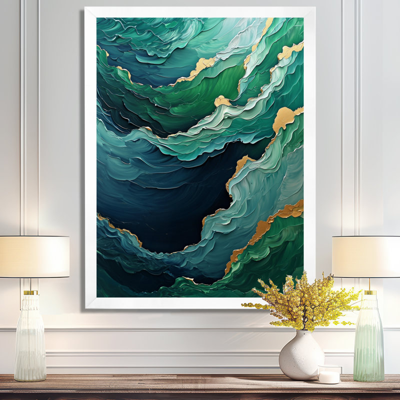 Onaleigh - Abstract Canvas Wall Art, 44" H x 34" W, Single Picture Framed Print, White