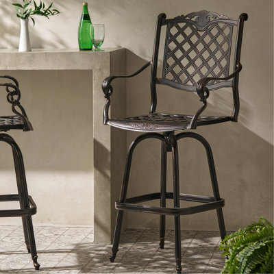 Tabouret de bar pivotant en fonte d'aluminium, diamant, rouille, 22,06 po x 48,85 po, couleur cuivre, décor traditionnel, caractéristique, couleur