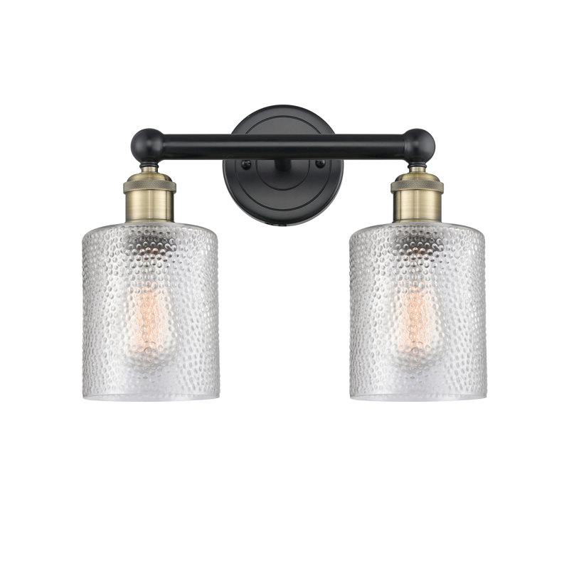 2 - Light Dimmable Vanity Light, Black Antique Brass, Clear