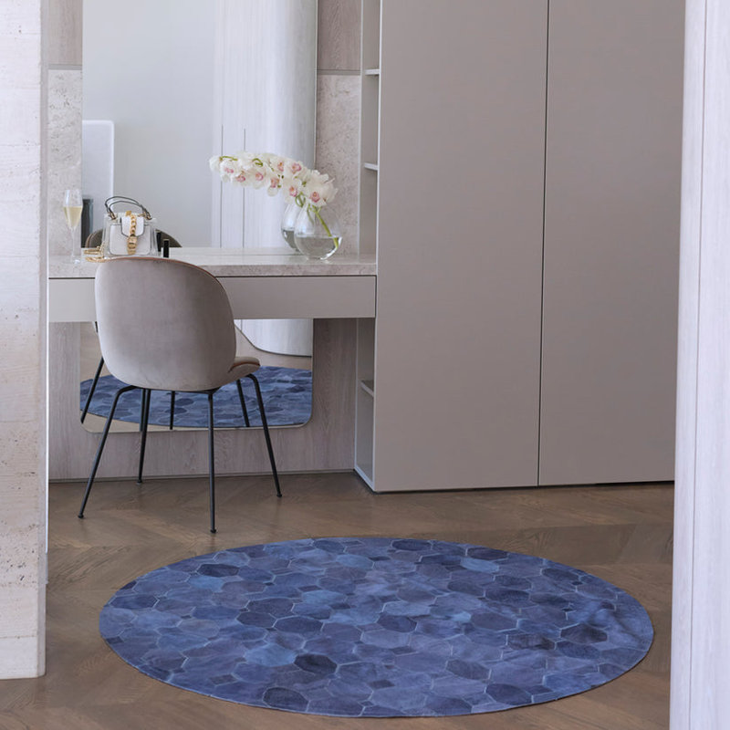 Art Hide Cowhide Area Rug in Blue, Rectangle 10' x 14'