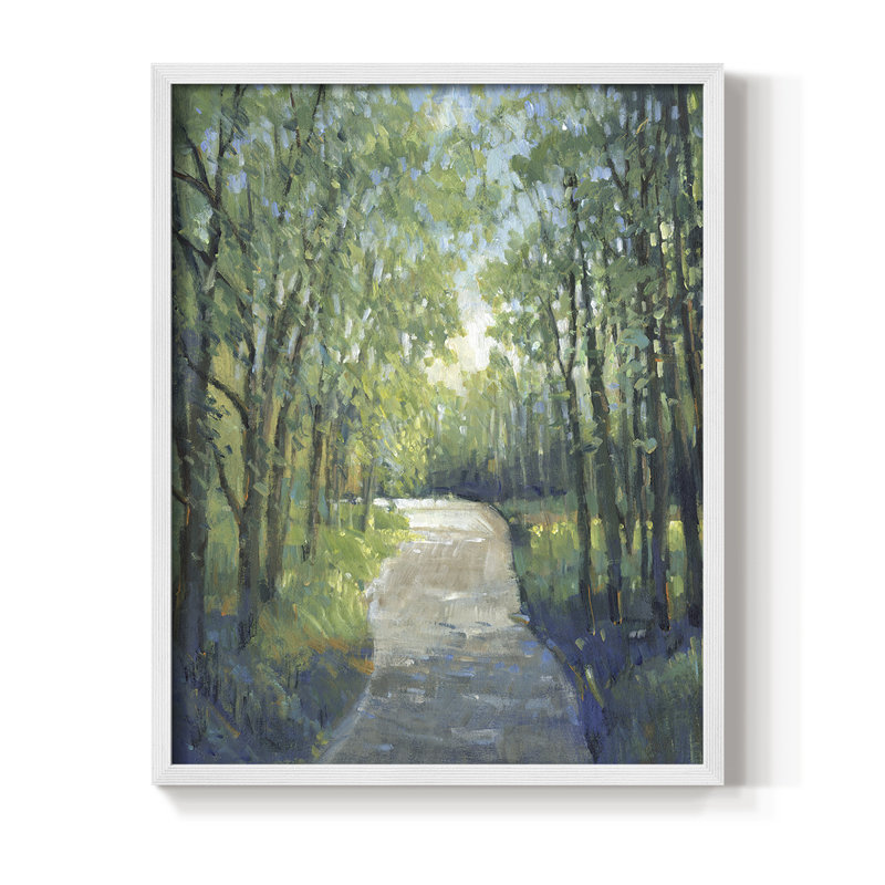 Golden Light Pathway I, reproduction encadrée - bois massif, Cadre simple blanc, H 14 po x l 11 po