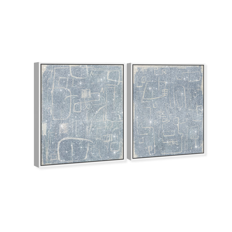 Lines and Ideas Set Canvas Abstract Print by Oliver Gal, Black Frame, 16 x 20, White Floater Frame, 31"H x 37"W