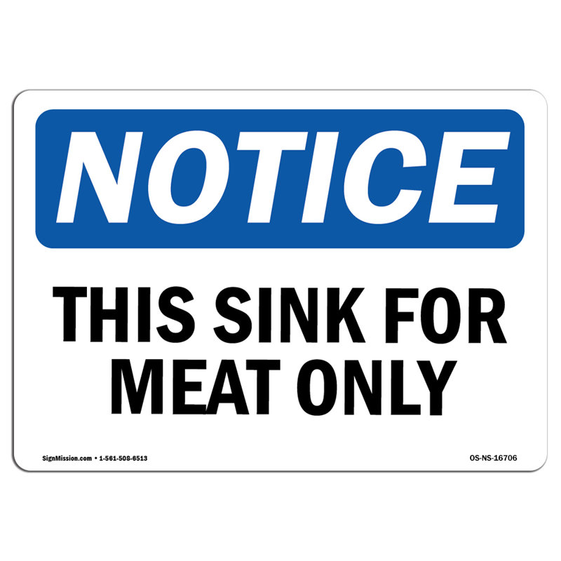AVIS Cet autocollant pour évier pour viande seulement, H 3,5 po x l 5 po x P 0,1 po