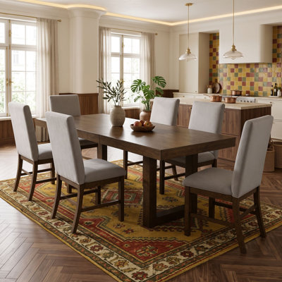 Ensemble de salle à manger extensible 7 pièces avec rallonge papillon de 30 cm, table et 6 chaises rembourrées