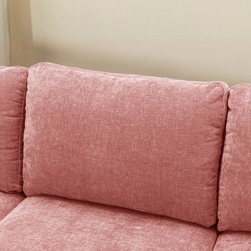 Canapé modulaire 3 pièces Donnica, 100 % polyester rose