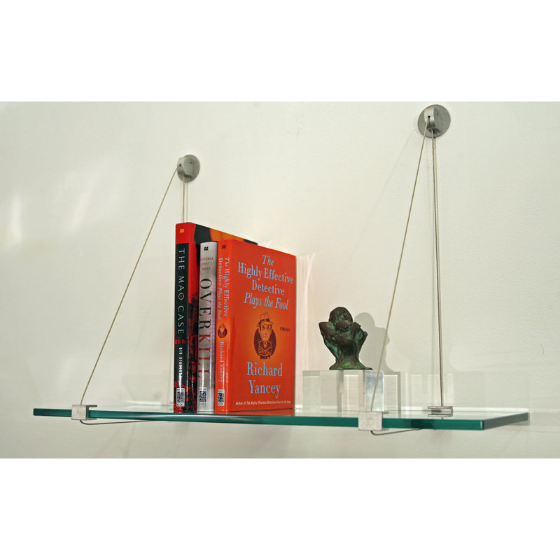 Dasheika Glass Accent Shelf, Brushed Steel, 21" W x 6" D