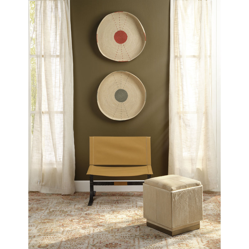Easton Hide Ottoman, Grey, Tan Genuine Fur