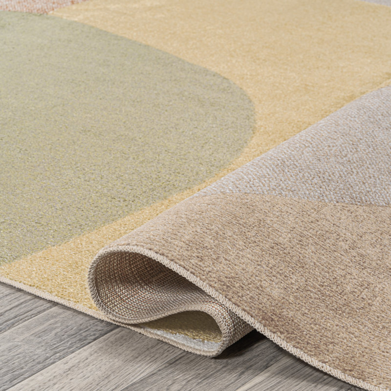 Pebble Geometric Contemporary Machine-Washable Multi Rug, Rectangle 2'11" x 4'11"