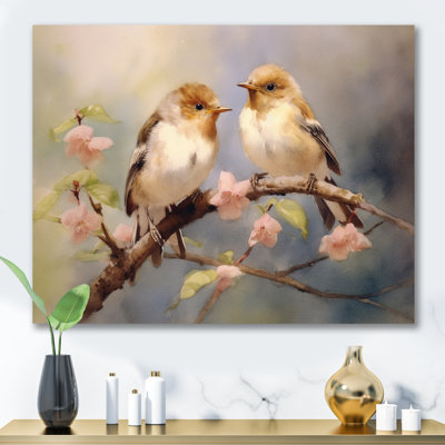 Oiseau moineau beige et brun III - Reproduction d'art sur toile encadrée