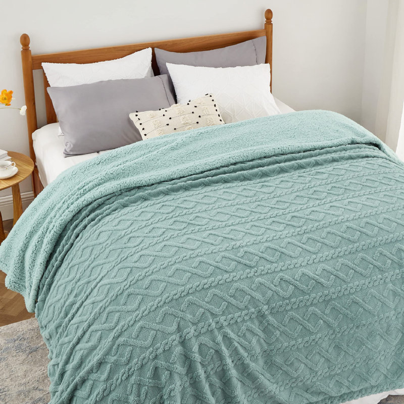 Couvre-lit en sherpa pour lit - douillette douce et douillette, couverture chaude en molleton épais pour l'hiver GentleSoft ™ ️
