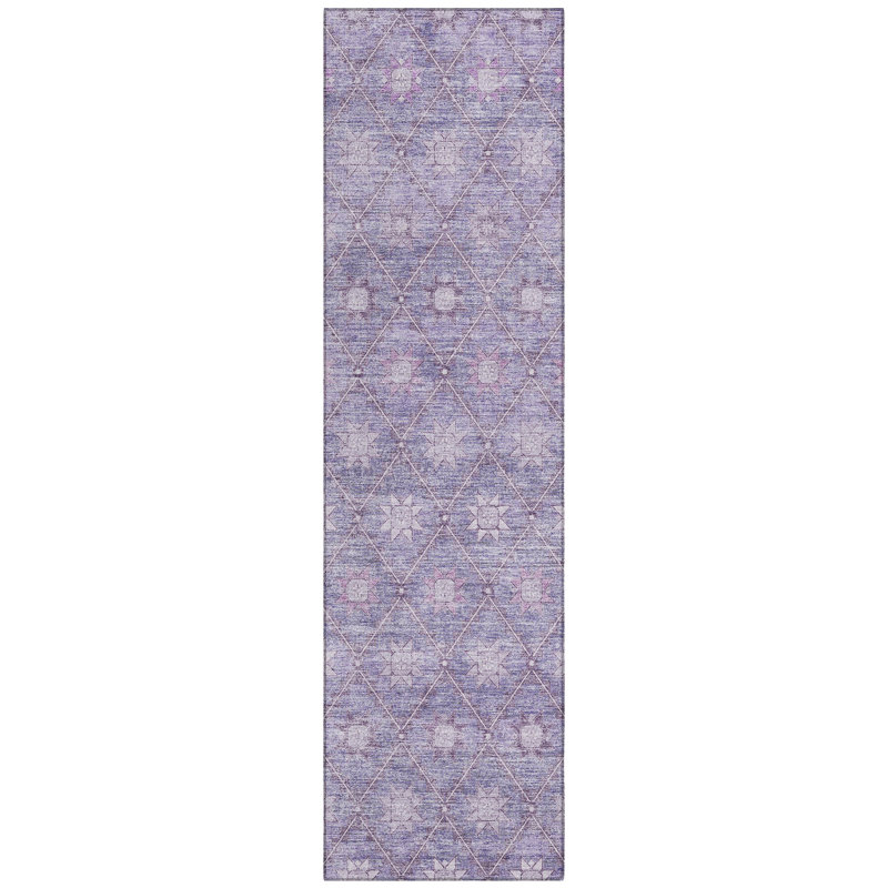 Machine Washable Indoor/Outdoor Xhevrie Purple Rug, Runner 2'3" x 7'6"