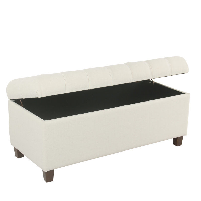 Allessandra Upholstered Storage Bench, Textured Cream Solid