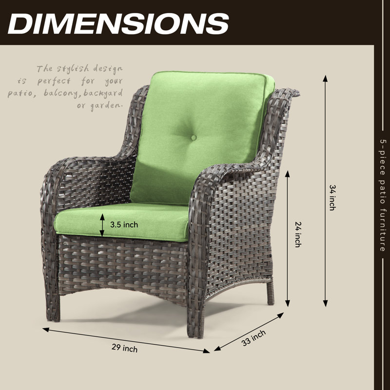 Anahit Wicker Outdoor Lounge Chair, Green