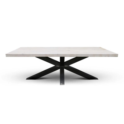 Anamaria Solid Wood Top Metal Base Dining Table