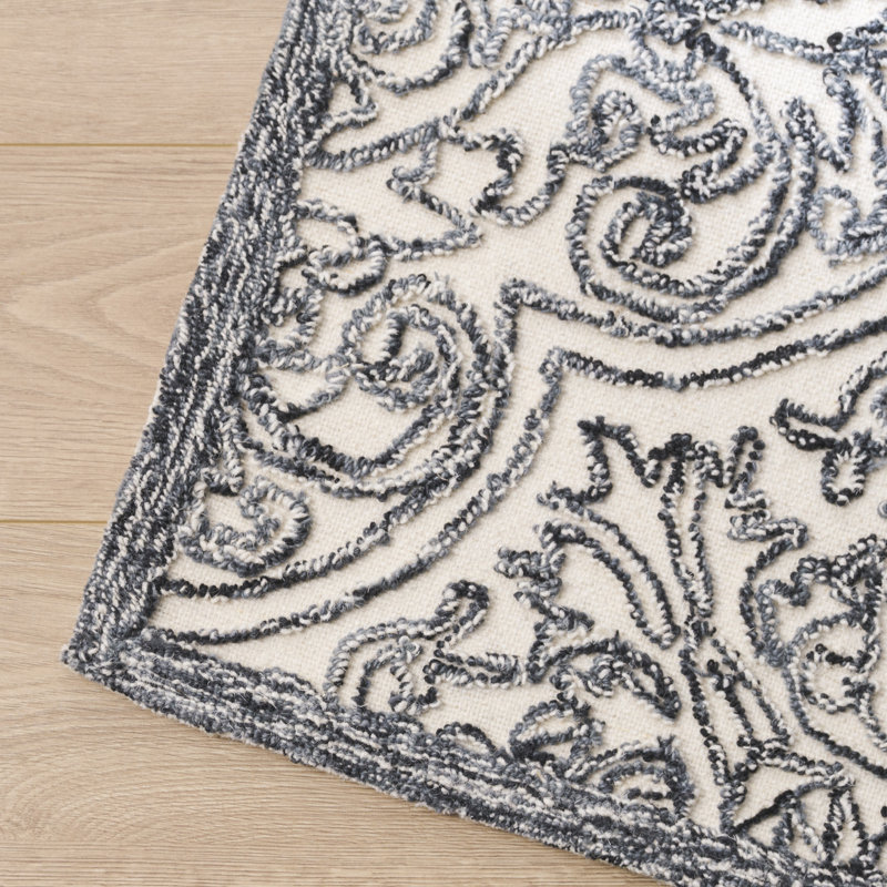 Msr Trace Hand Tufted Wool; Cotton With Latex Damask Rug, Runner 2'3" x 8'
