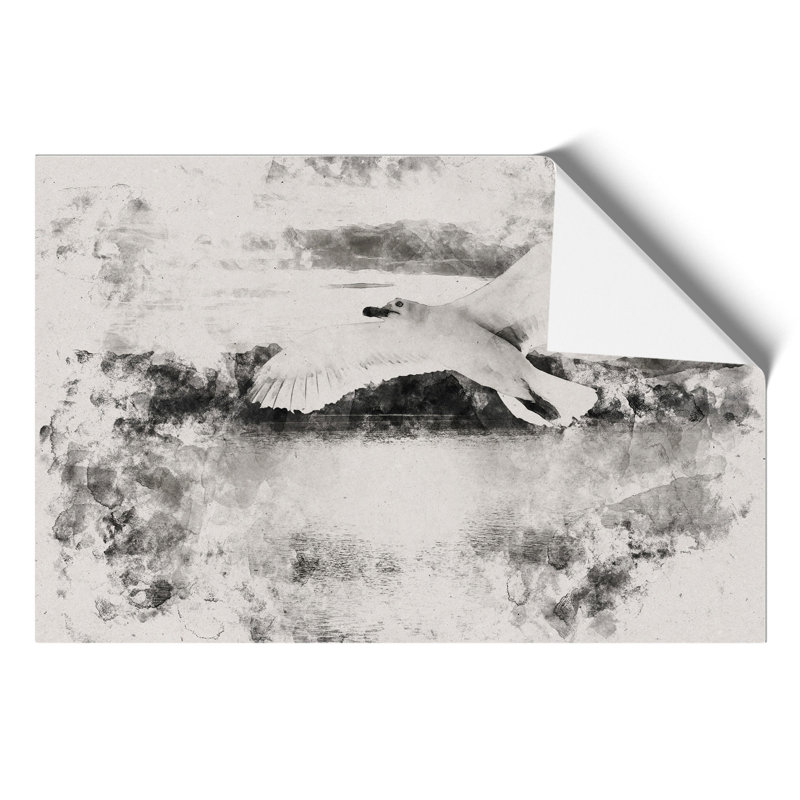 Seagull in Flight Watercolour - Frameless Print, 30cm H x 42cm W x 0.1cm D