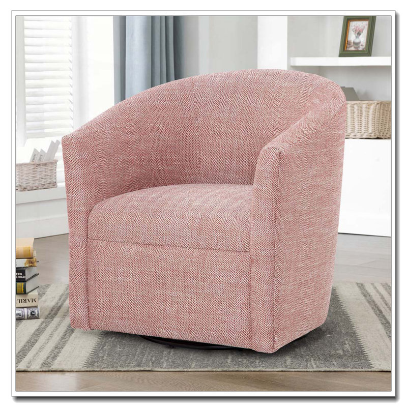Fauteuil demi-tonneau pivotant au henné Lainey, Rouge