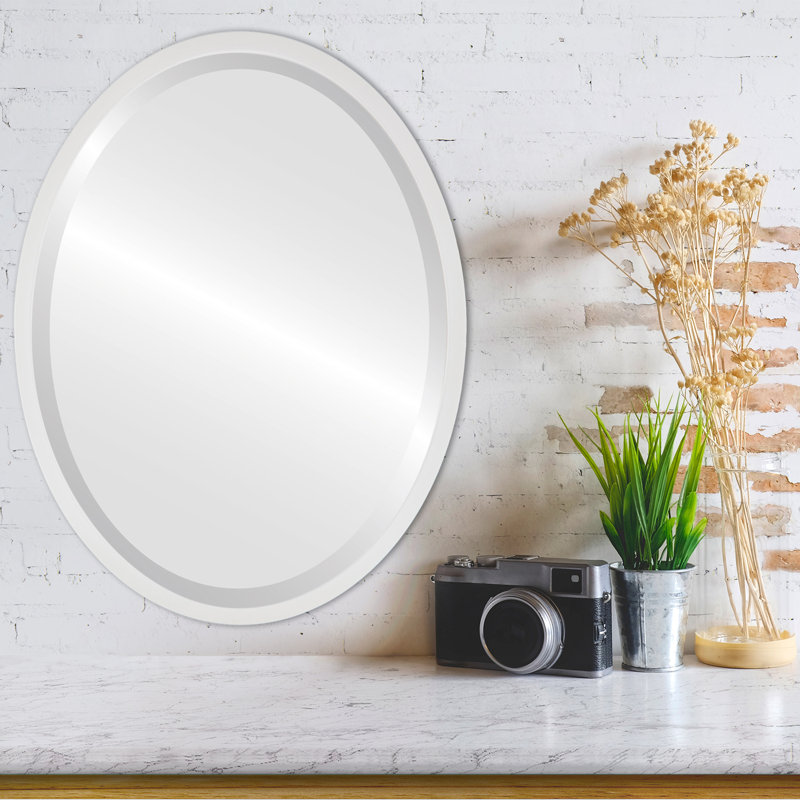 Miroir biseauté Javion, H 19,12 po x l 25,12 po, Blanc lin