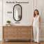 Miroir mural ovale Marlowe en fer doré et perles 18 x 36 po-136062888