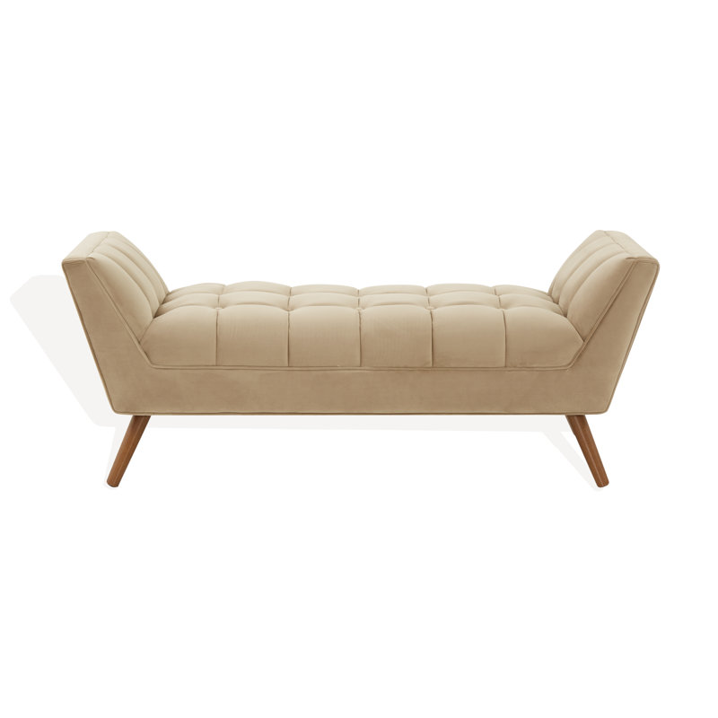 Upholstered Bench, Light Brown / Dark Brown Velvet