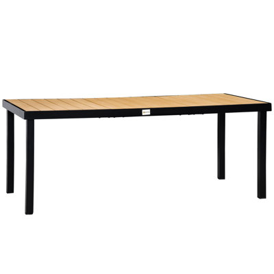Table de salle à manger d'extérieur 75 po x 35 po pour 8 personnes - structure rectangulaire en aluminium, plateau en faux bois résistant aux intempéries, cadre de patio rectangulaire 8 idéal