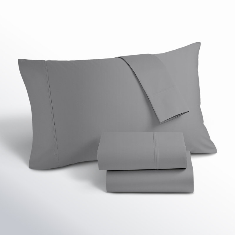Ensemble de draps Ultimate Percale 100% coton, Ensemble de draps pour très grand lit avec 2 taie, Gris foncé