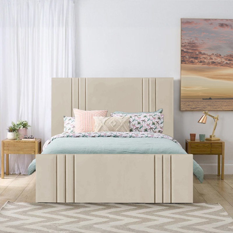 Mishayla Storage Bed, 135 x 190 cm, Cream
