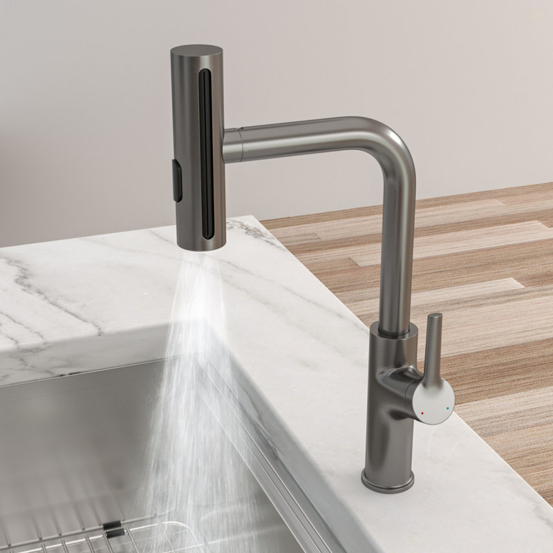 360° Pull-Down Kitchen Faucet With 4 Spray Modes, Gunmetal Black, Gunmetal Black