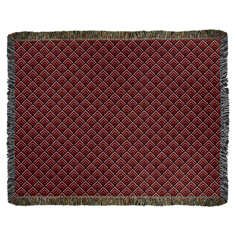 Couverture en coton tissé Katelyn Elizabeth, L 50 po x L 60 po, Noir / rouge