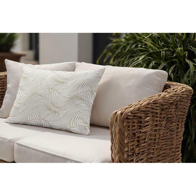 Barnon Abstract Outdoor Reversible Throw Pillow, Beige, 14"H x 20"W