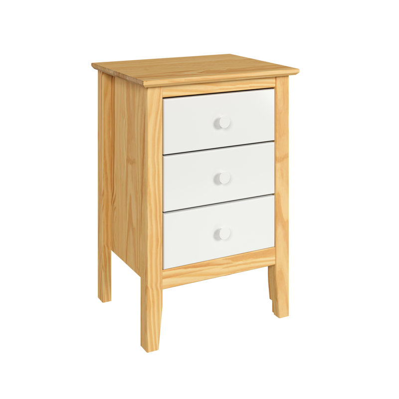 Parmelee 17'' W Solid Wood Nightstand, Natural/White