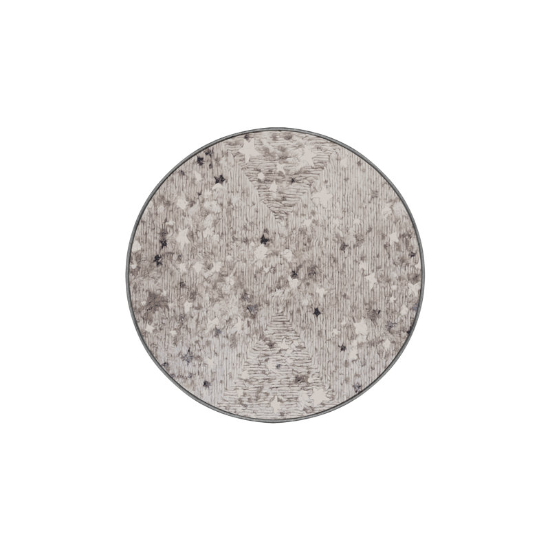 Machine Washable Gray Area Rug, Round 3'