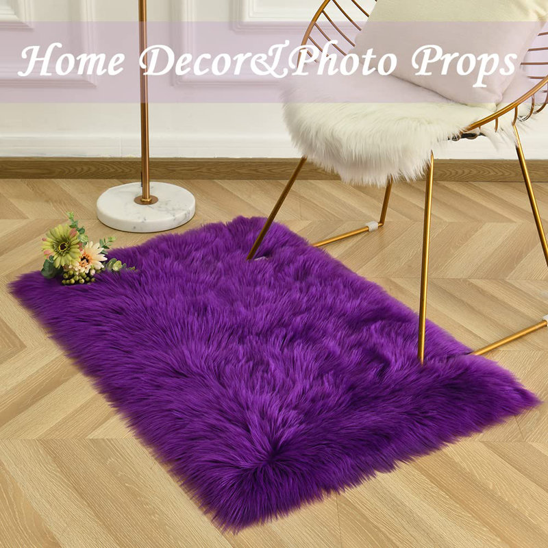 Nador Faux Sheepskin Indoor Rug, Rectangle 2' x 3'